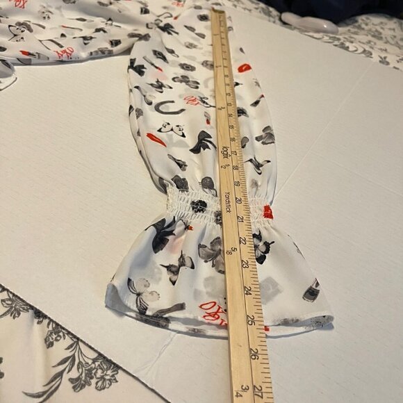 Libby Edelman Novelty Blouse Long Sleeve Elastic Cuff Valentine's Size XL - Picture 8 of 11